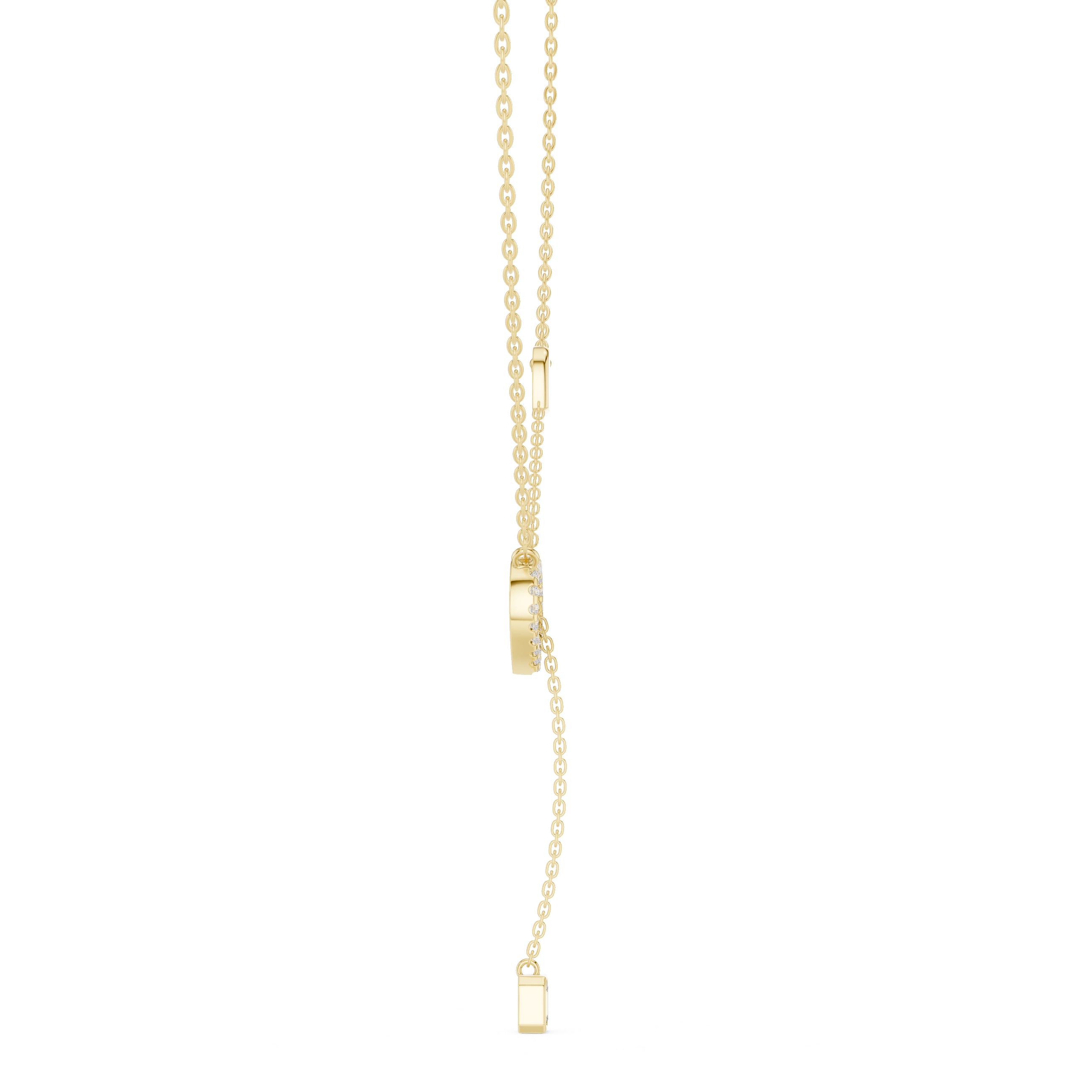 Pave Diamond Halo Open Heart Necklace