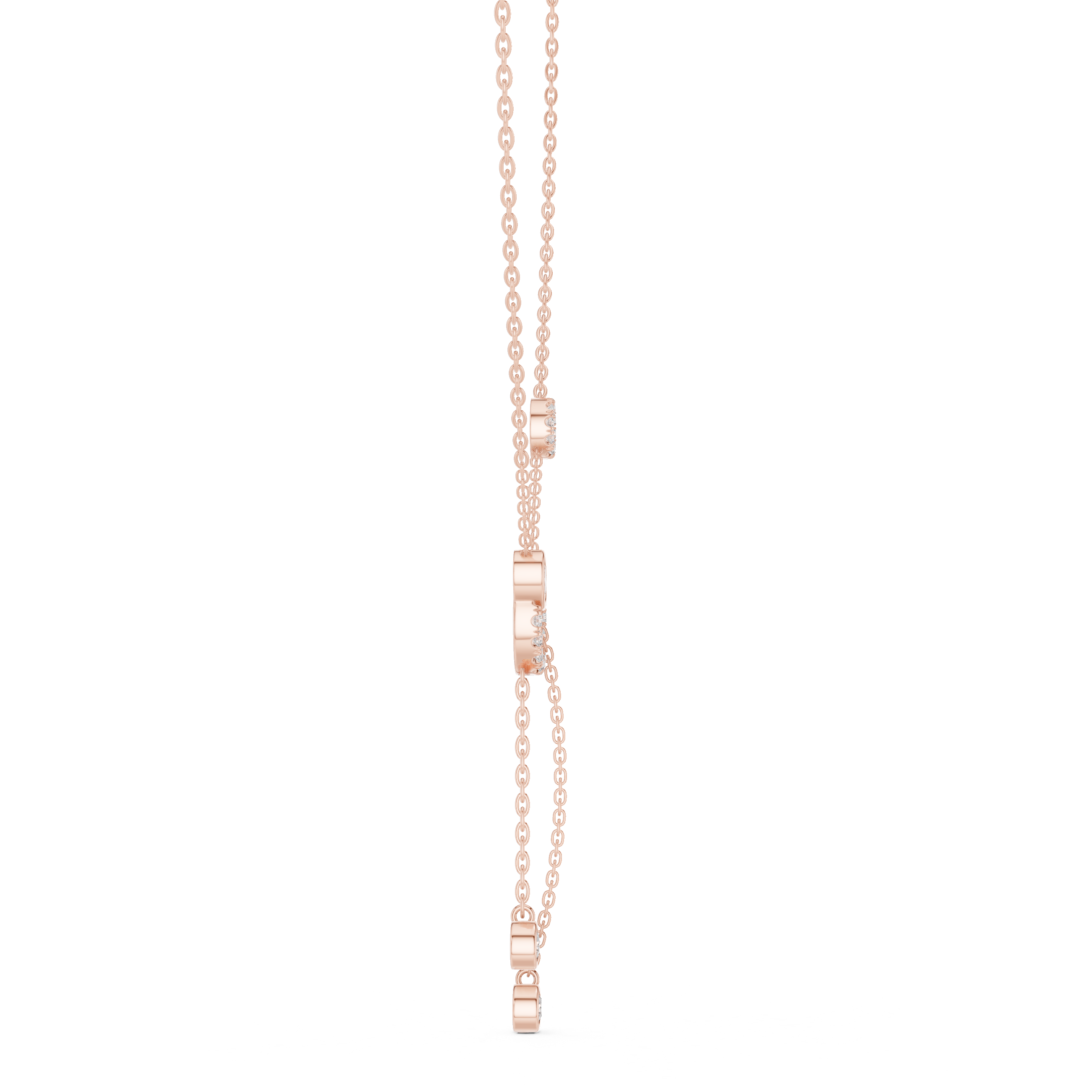 Pave Circle & Solitaire Drop Lariat Necklace