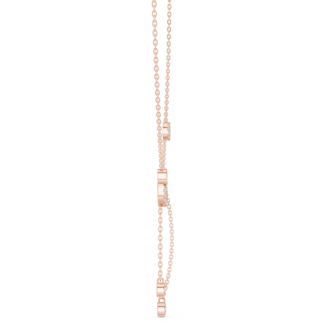 Pave Circle & Solitaire Drop Lariat Necklace