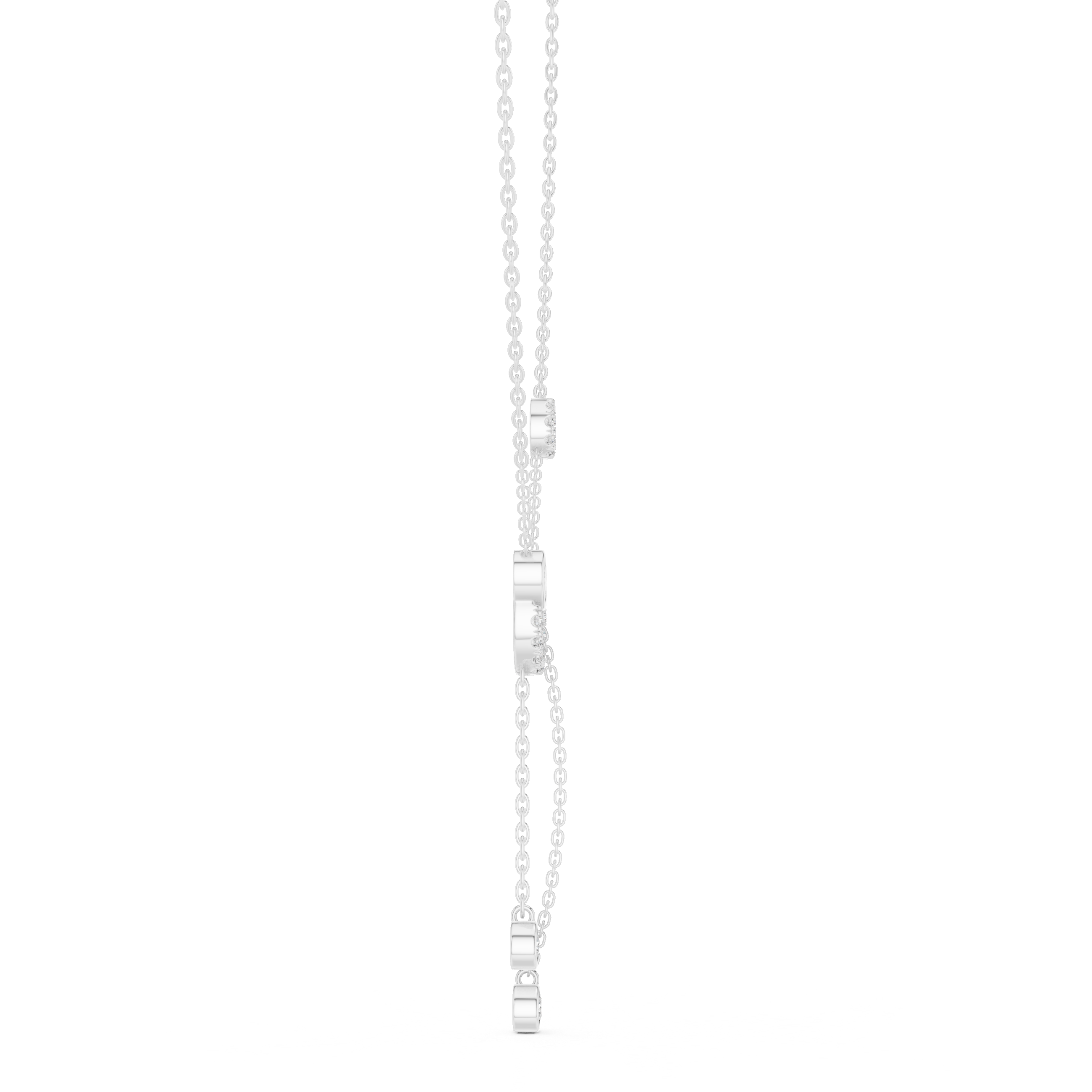 Pave Circle & Solitaire Drop Lariat Necklace