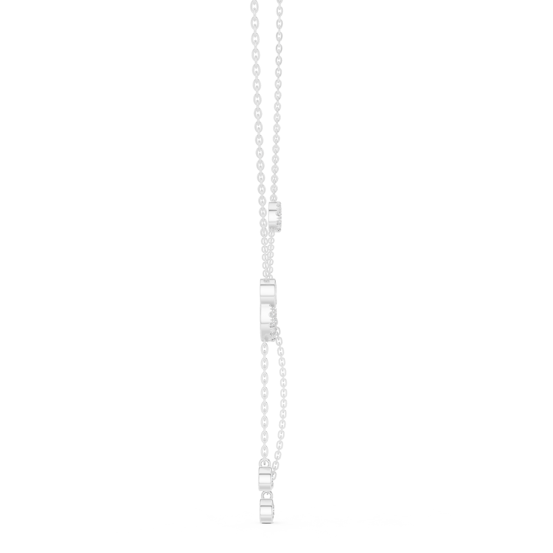 Pave Circle & Solitaire Drop Lariat Necklace