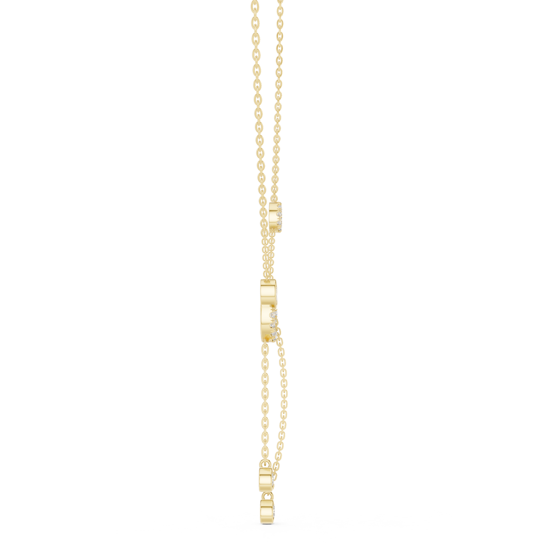 Pave Circle & Solitaire Drop Lariat Necklace