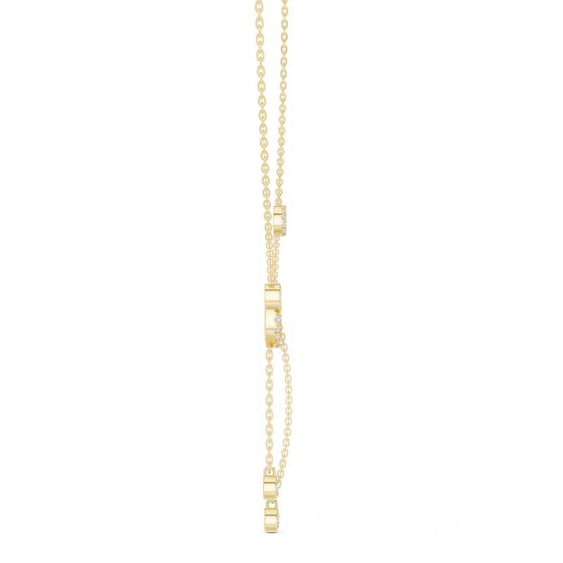 Pave Circle & Solitaire Drop Lariat Necklace