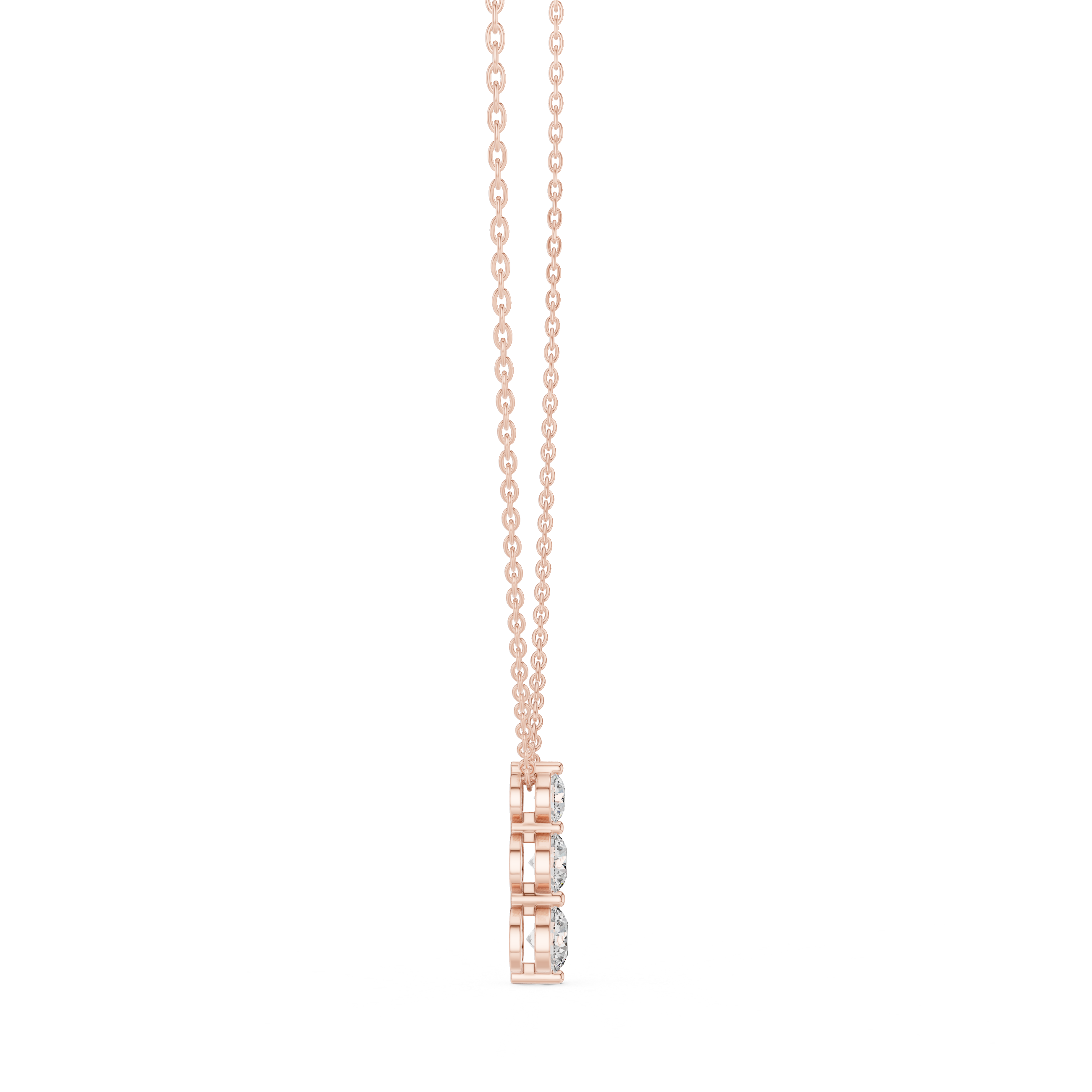 Three Stone Round Vertical Drop Necklace