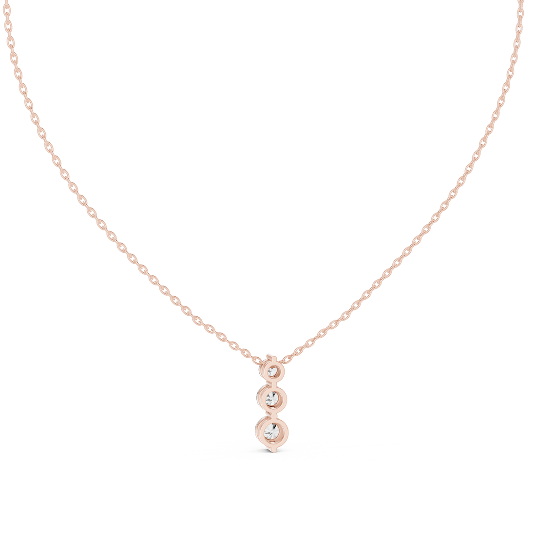 Three Stone Round Vertical Drop Necklace