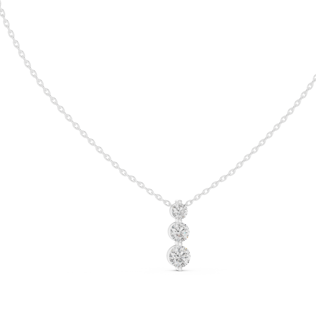 Three Stone Round Vertical Drop Necklace