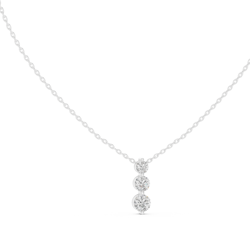 Three Stone Round Vertical Drop Necklace