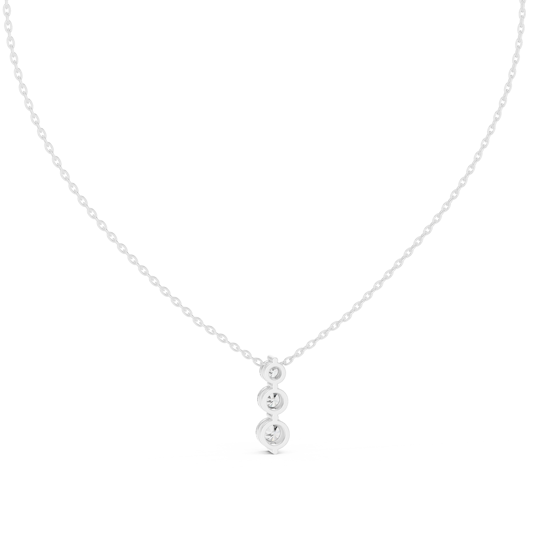 Three Stone Round Vertical Drop Necklace