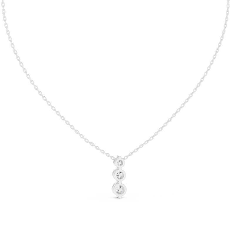 Three Stone Round Vertical Drop Necklace
