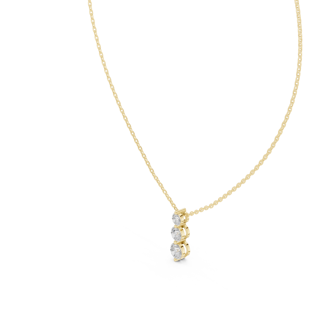 Three Stone Round Vertical Drop Necklace