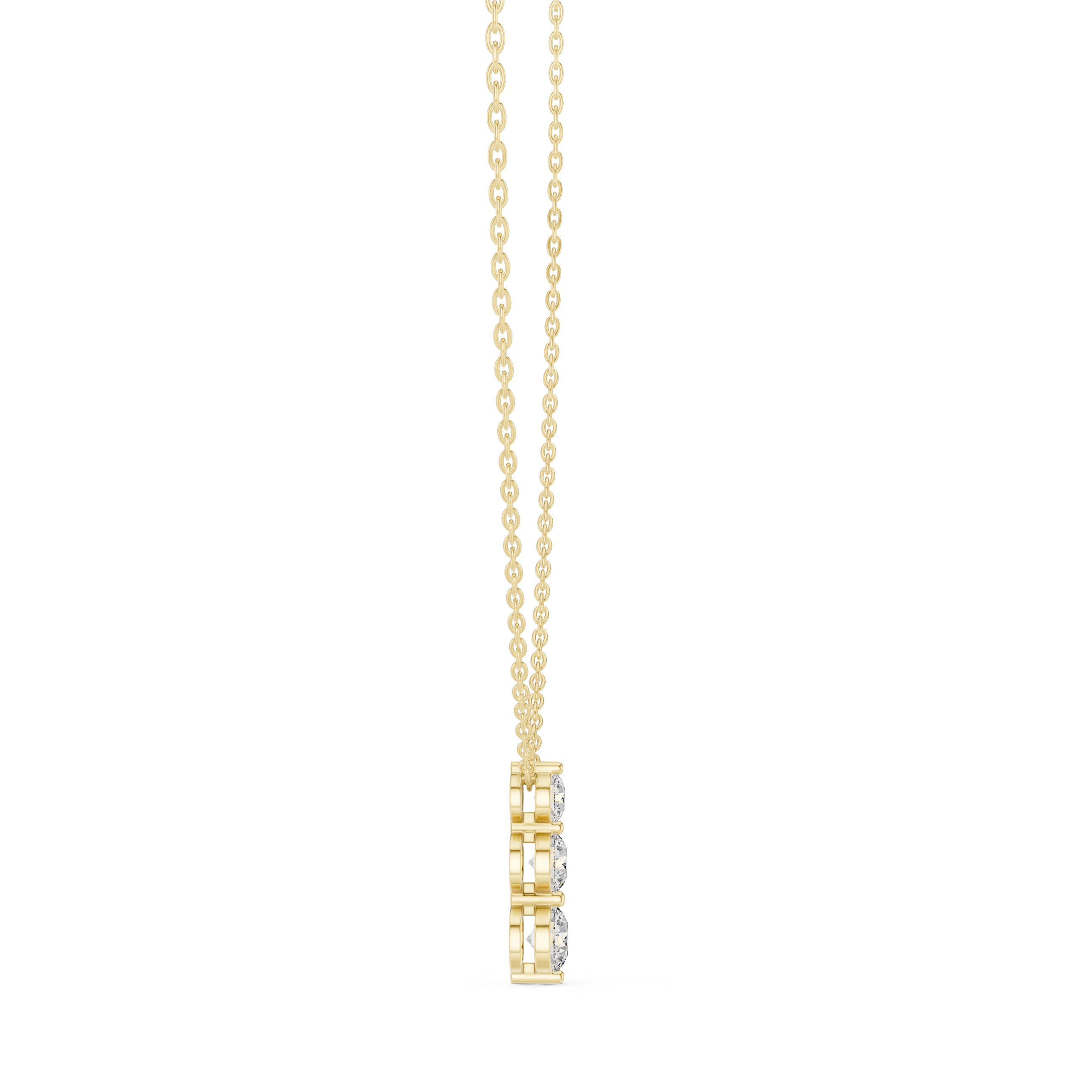 Three Stone Round Vertical Drop Necklace