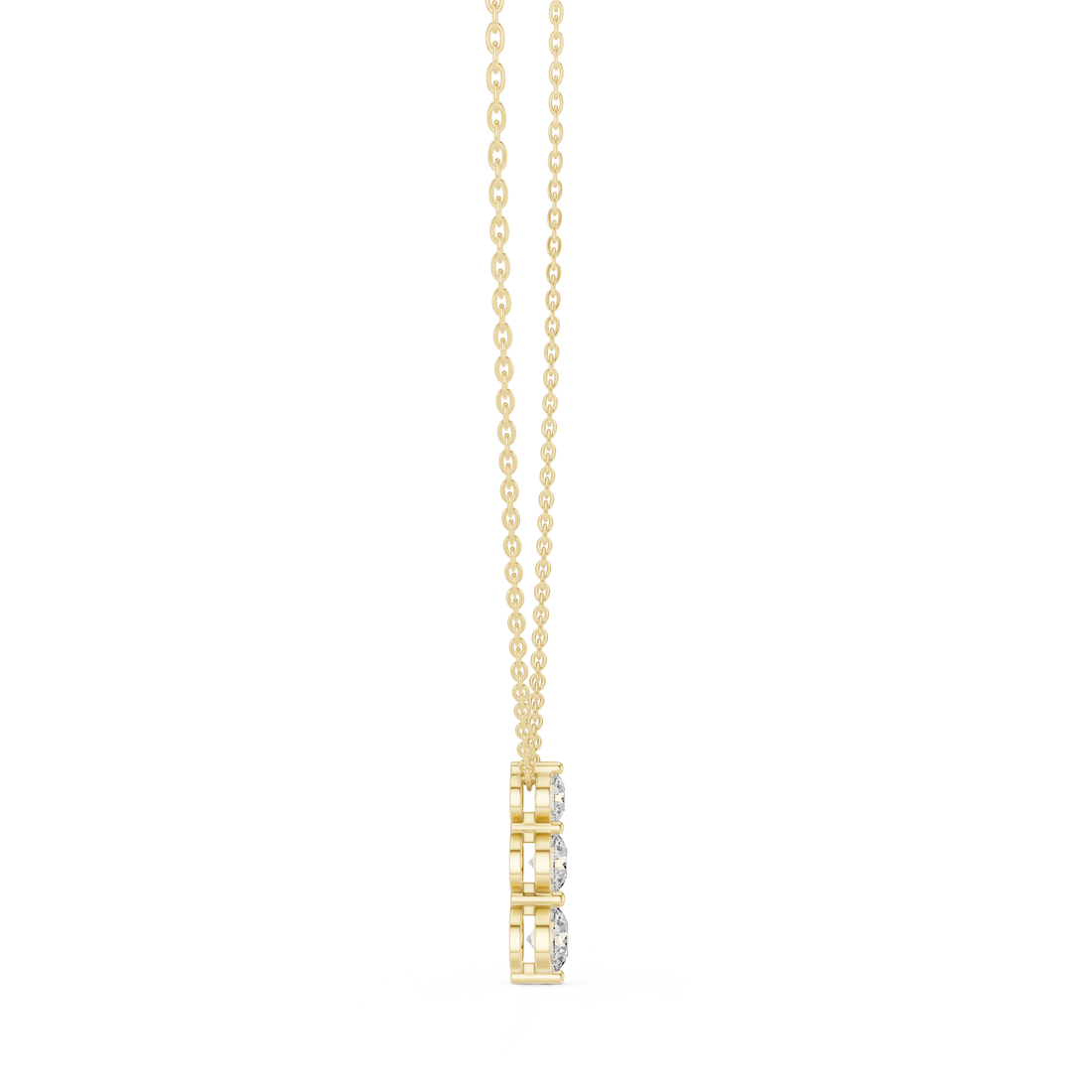 Three Stone Round Vertical Drop Necklace