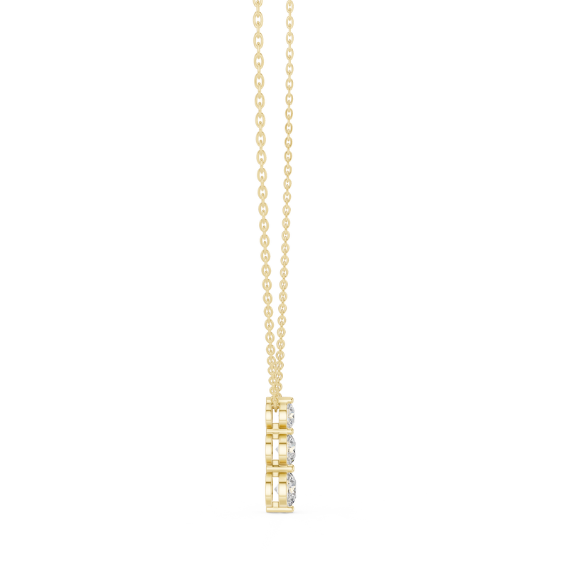 Three Stone Round Vertical Drop Necklace