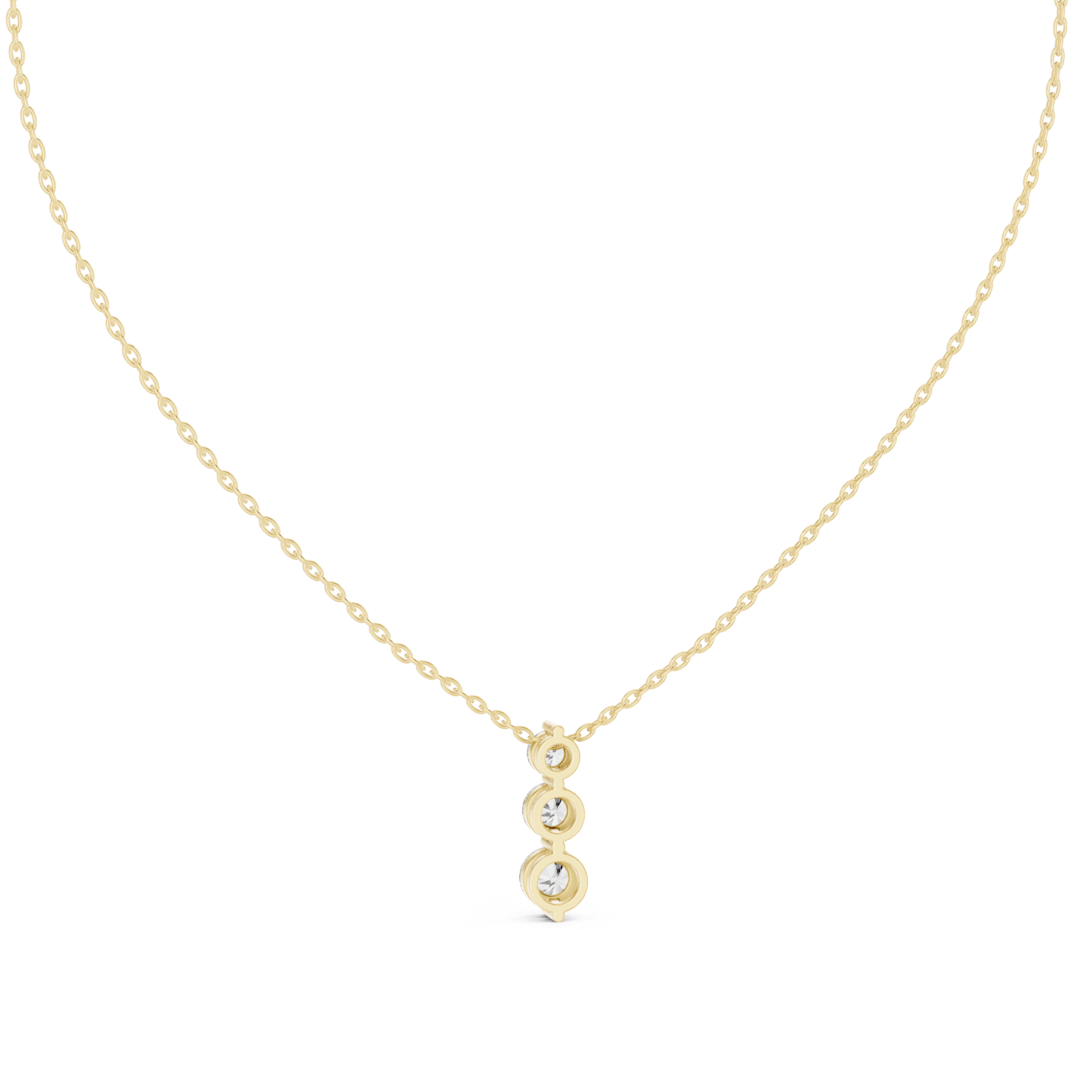 Three Stone Round Vertical Drop Necklace