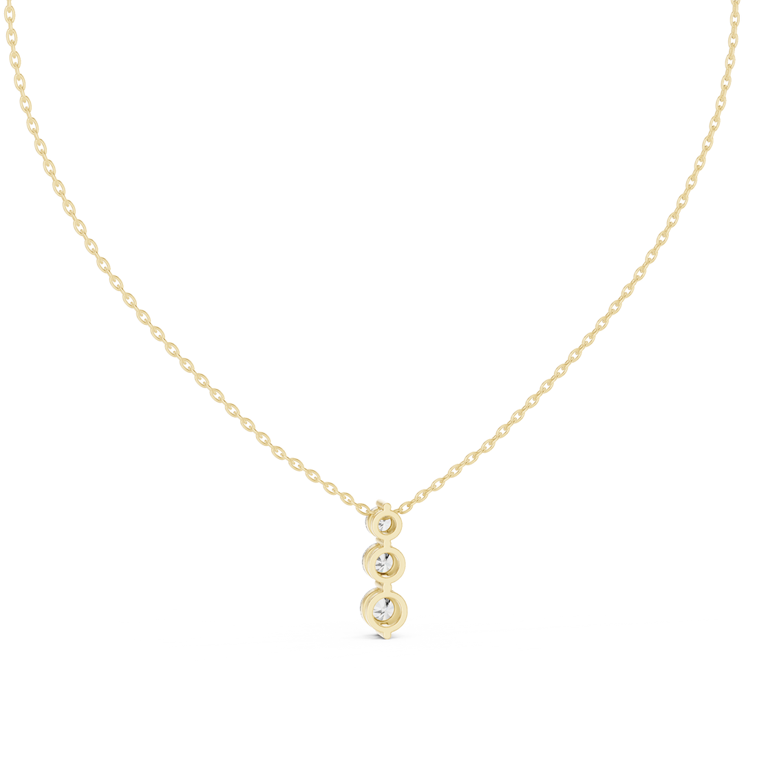 Three Stone Round Vertical Drop Necklace