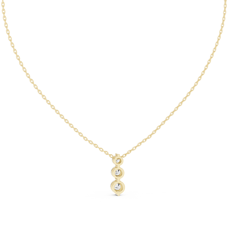 Three Stone Round Vertical Drop Necklace