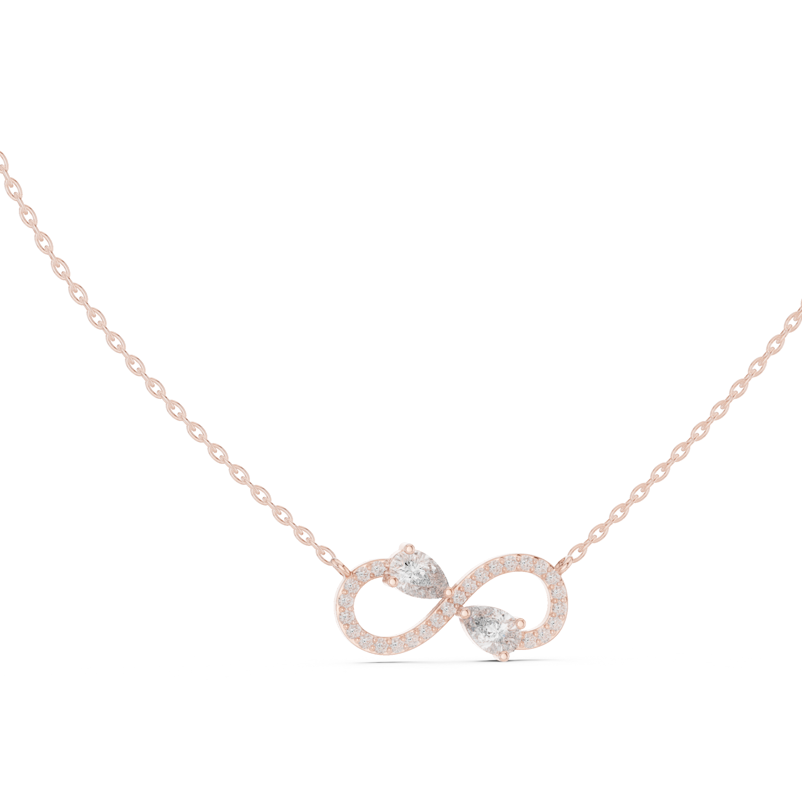 The Eternal Infinity Necklace two pear-cut stones