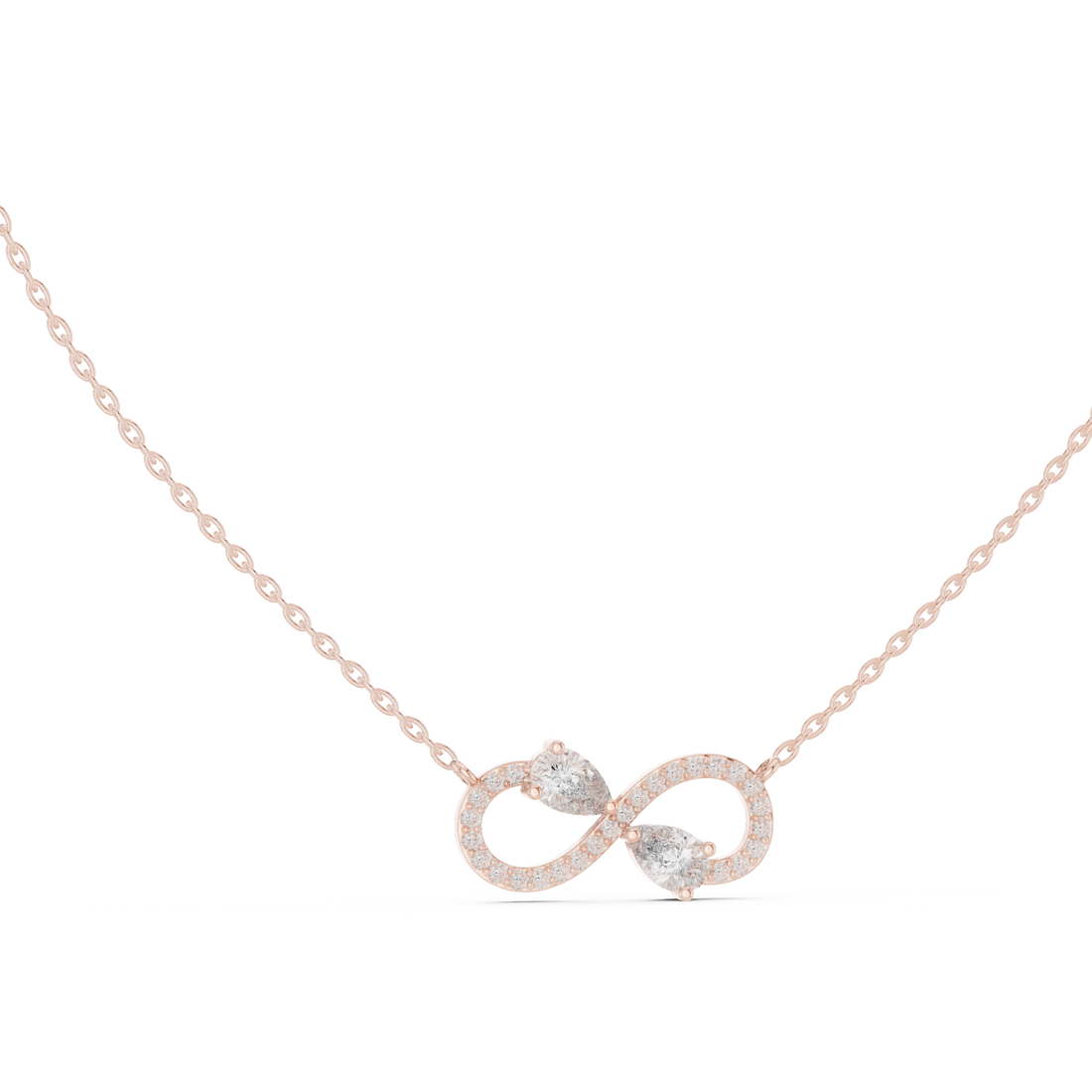 The Eternal Infinity Necklace two pear-cut stones