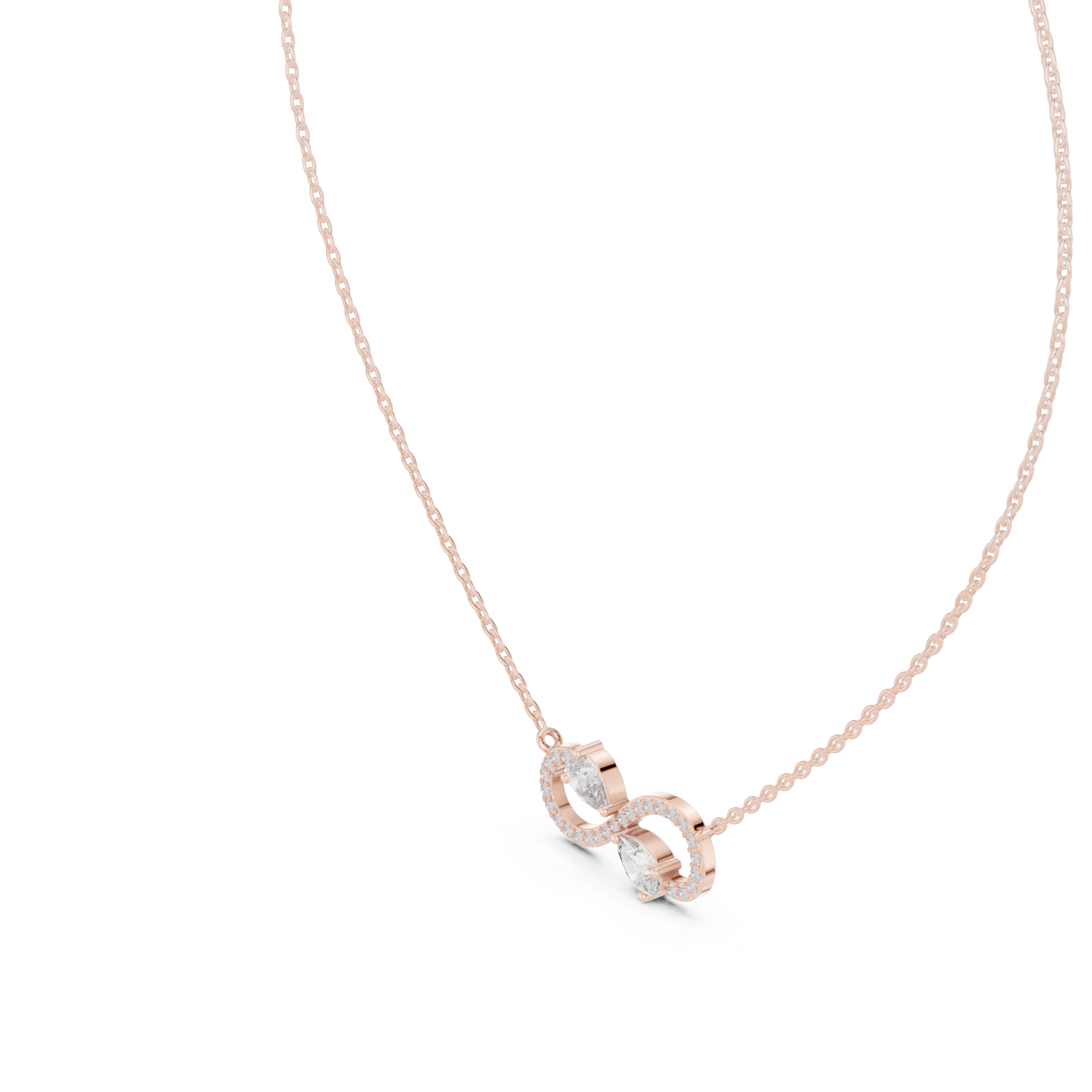 The Eternal Infinity Necklace two pear-cut stones