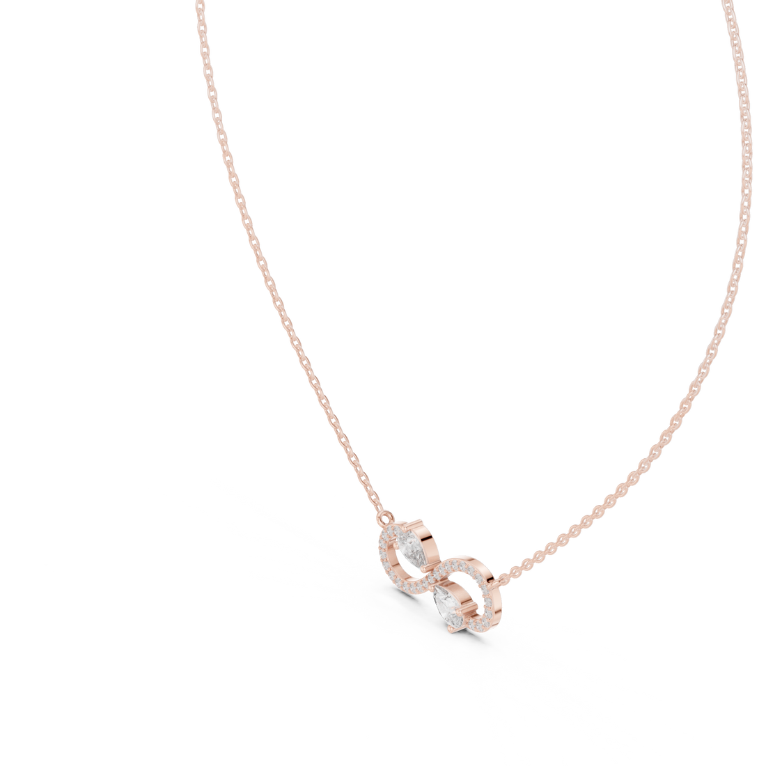 The Eternal Infinity Necklace two pear-cut stones