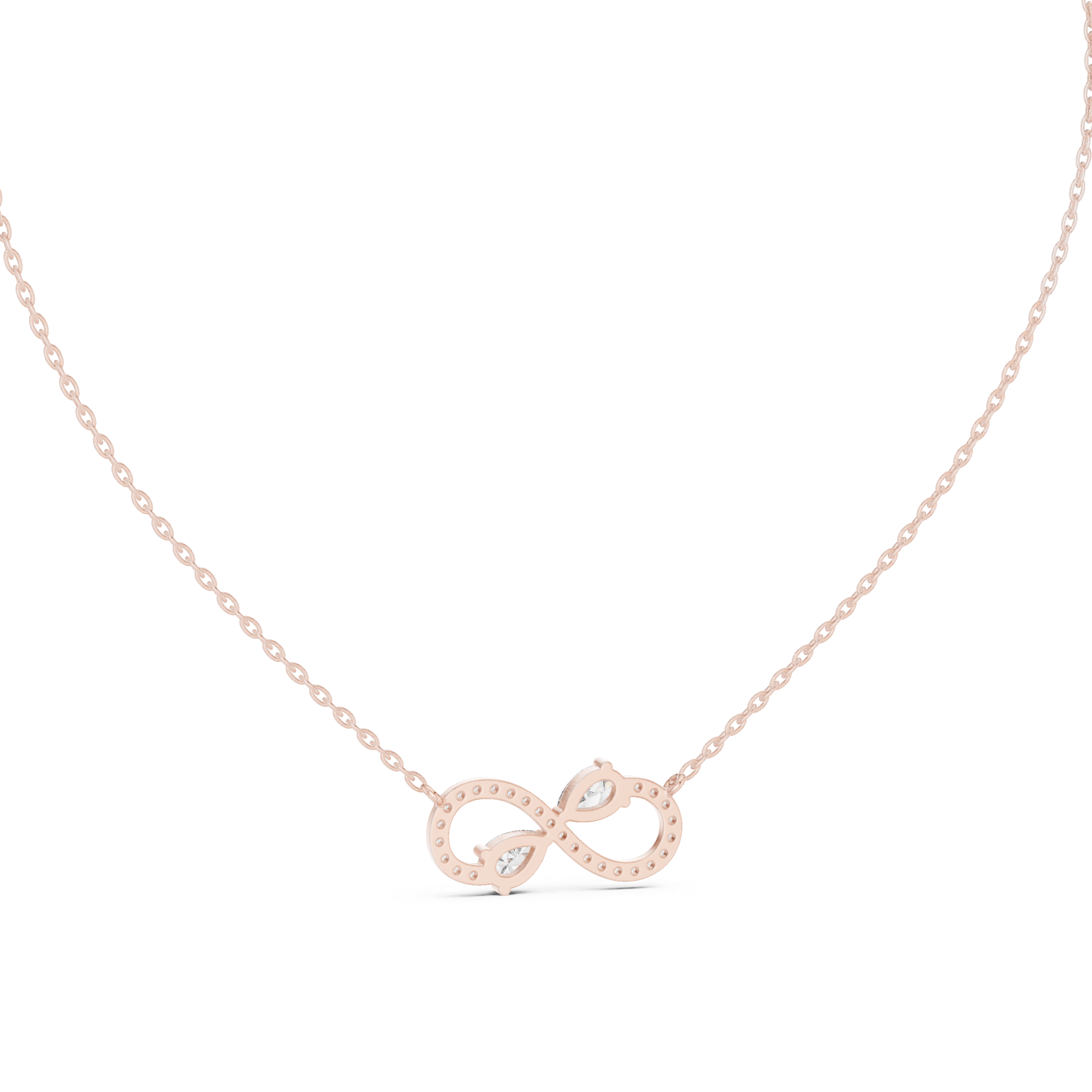 The Eternal Infinity Necklace two pear-cut stones
