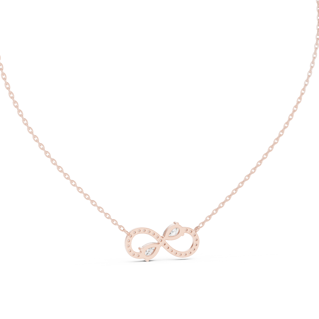 The Eternal Infinity Necklace two pear-cut stones