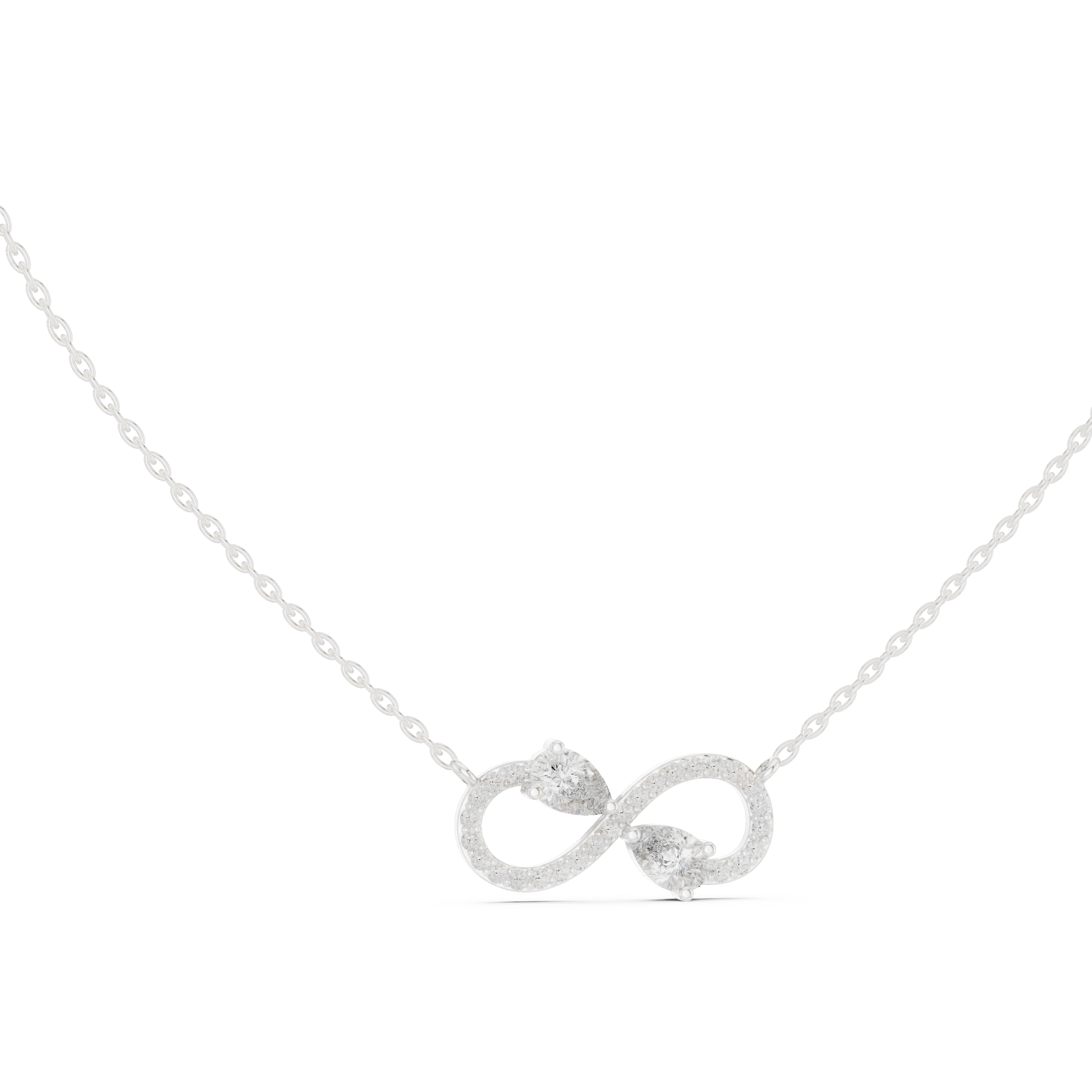 The Eternal Infinity Necklace two pear-cut stones