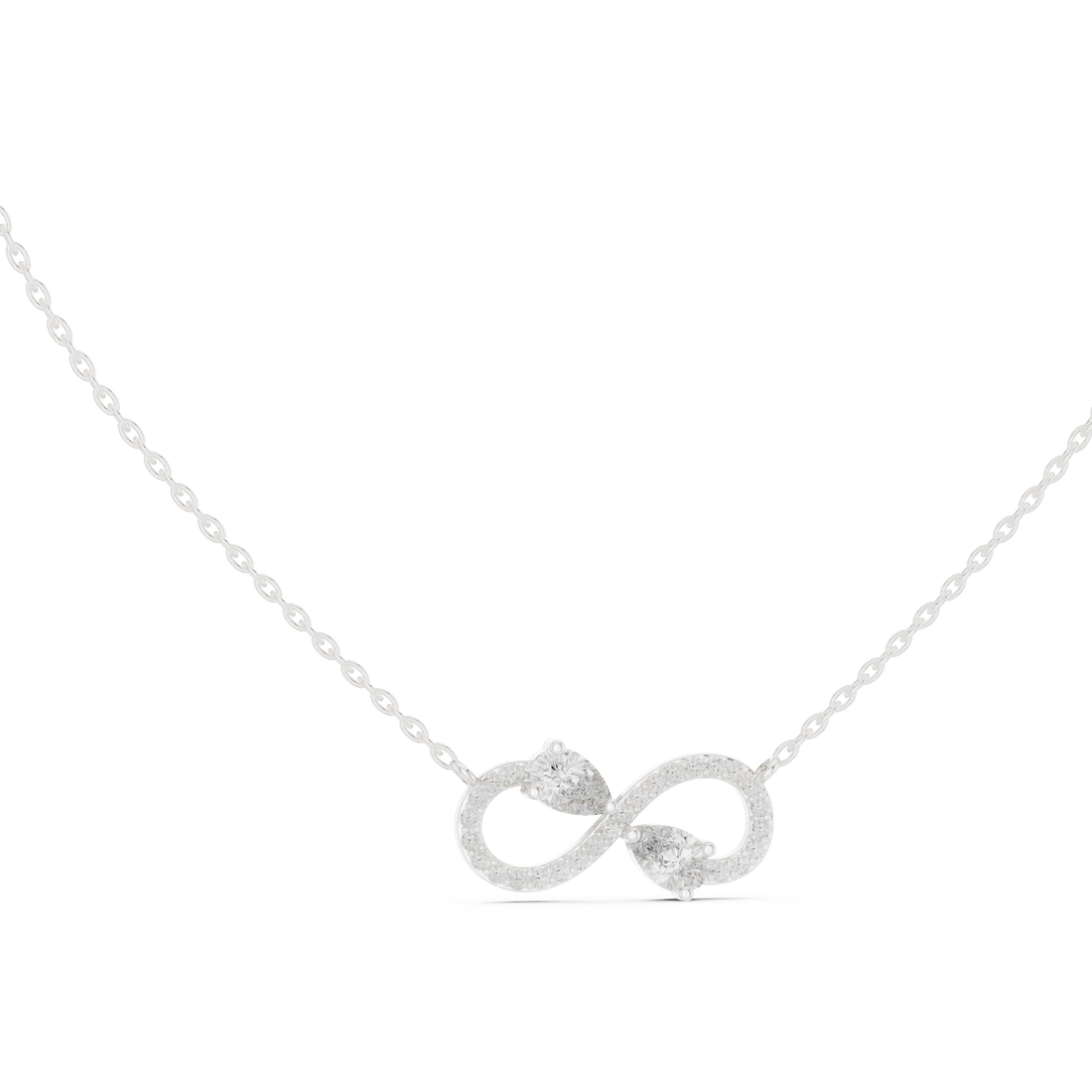 The Eternal Infinity Necklace two pear-cut stones
