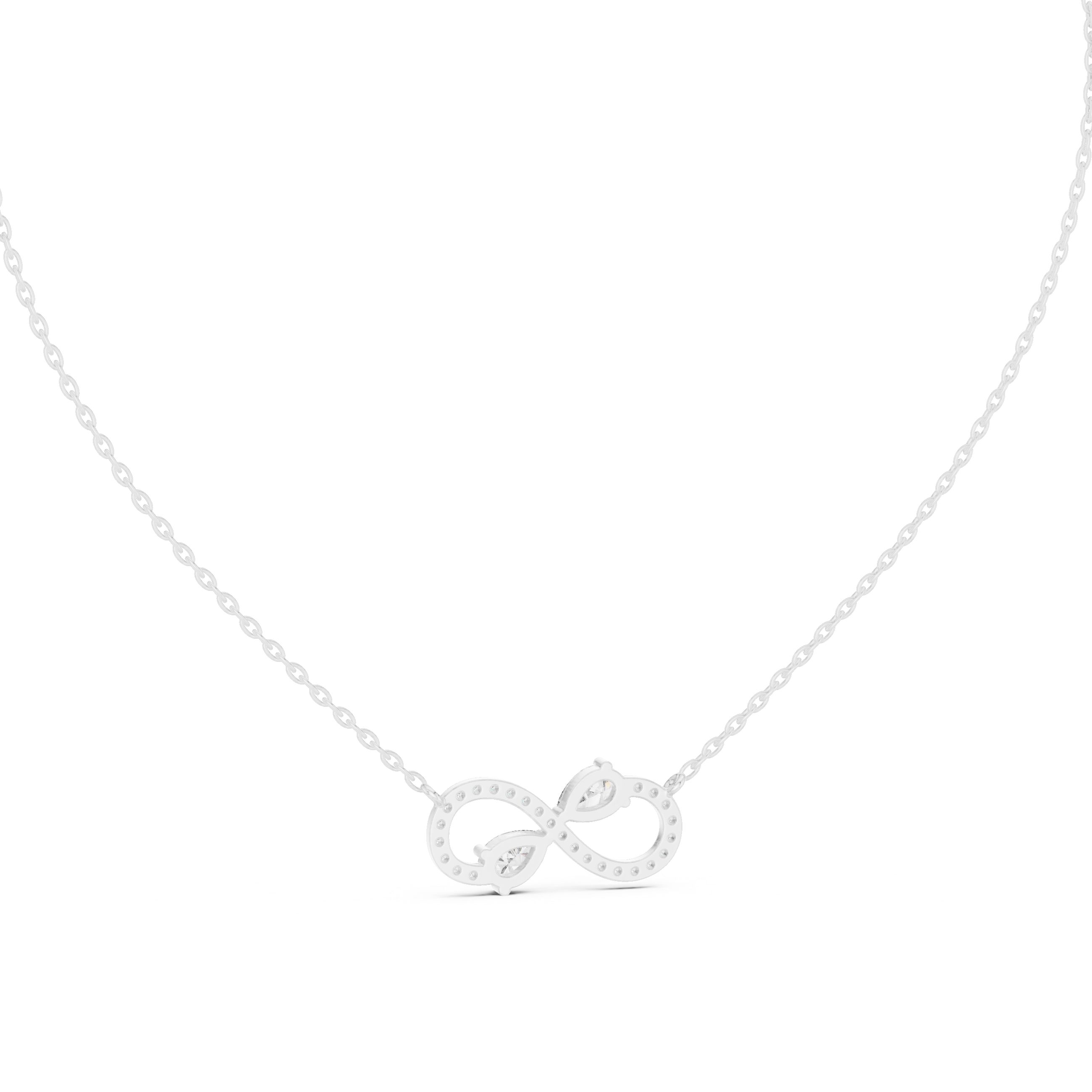 The Eternal Infinity Necklace two pear-cut stones