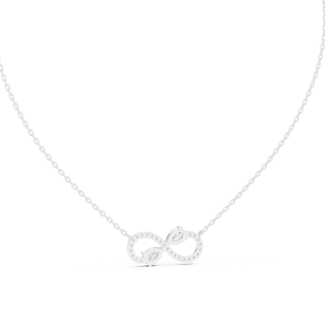 The Eternal Infinity Necklace two pear-cut stones