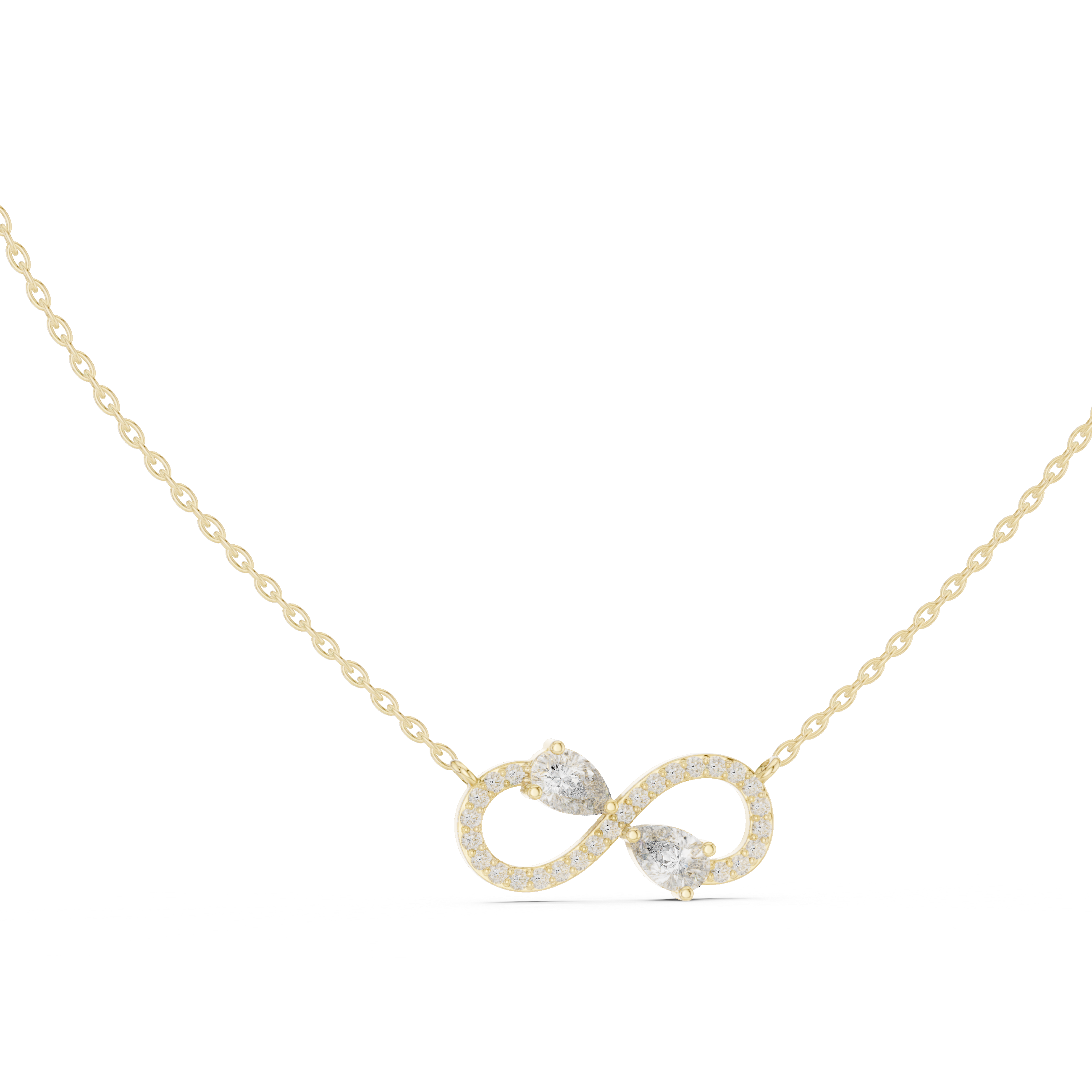 The Eternal Infinity Necklace two pear-cut stones