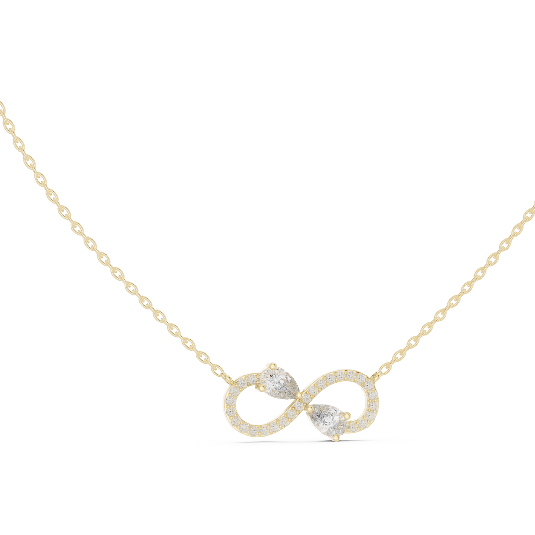 The Eternal Infinity Necklace two pear-cut stones