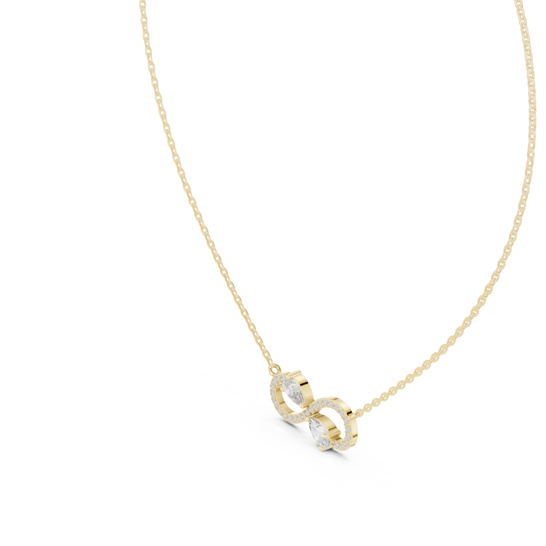 The Eternal Infinity Necklace two pear-cut stones