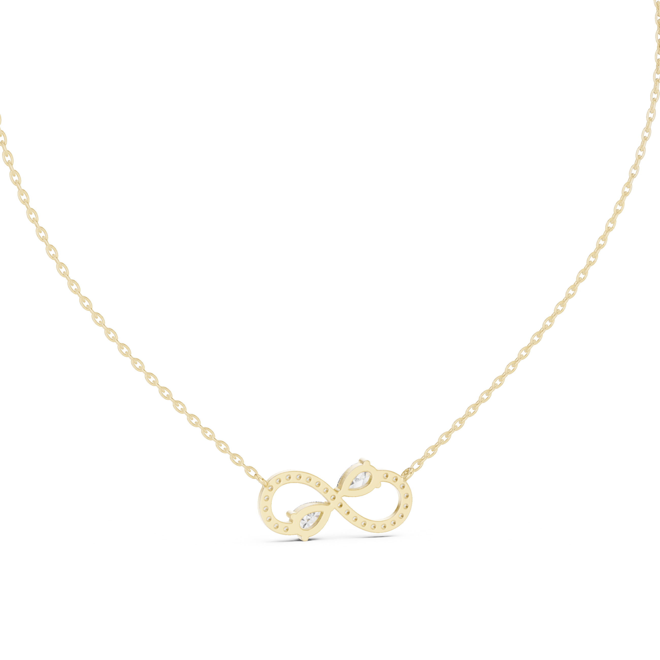The Eternal Infinity Necklace two pear-cut stones