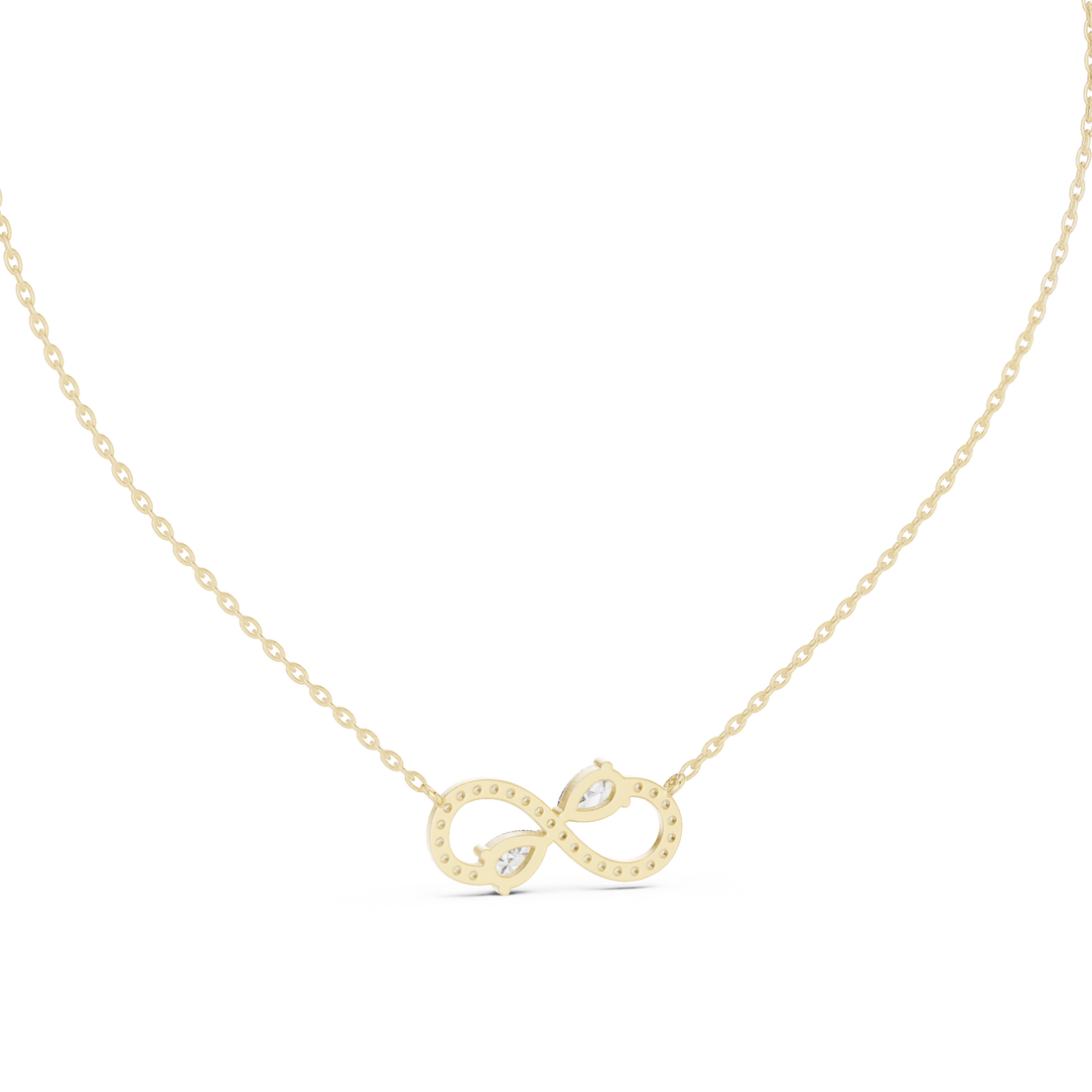 The Eternal Infinity Necklace two pear-cut stones