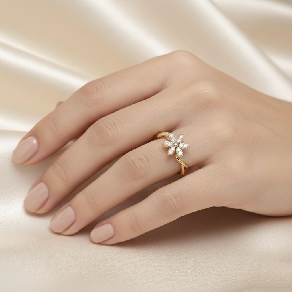 Single Flower Twisted Ring
