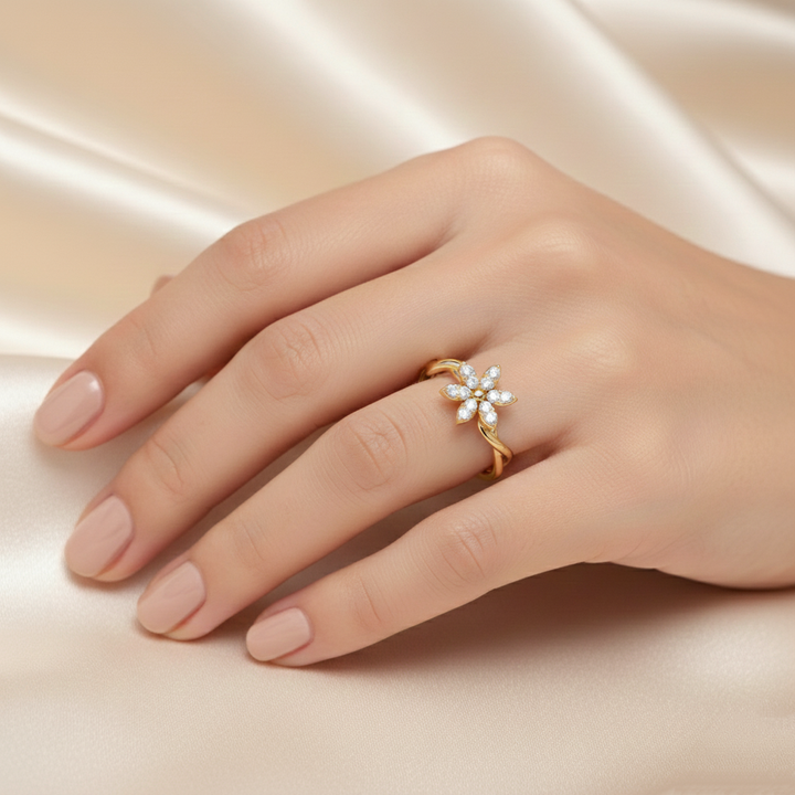 Single Flower Twisted Ring