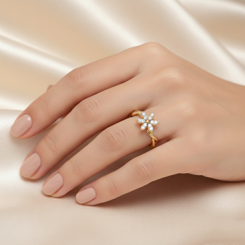 Single Flower Twisted Ring