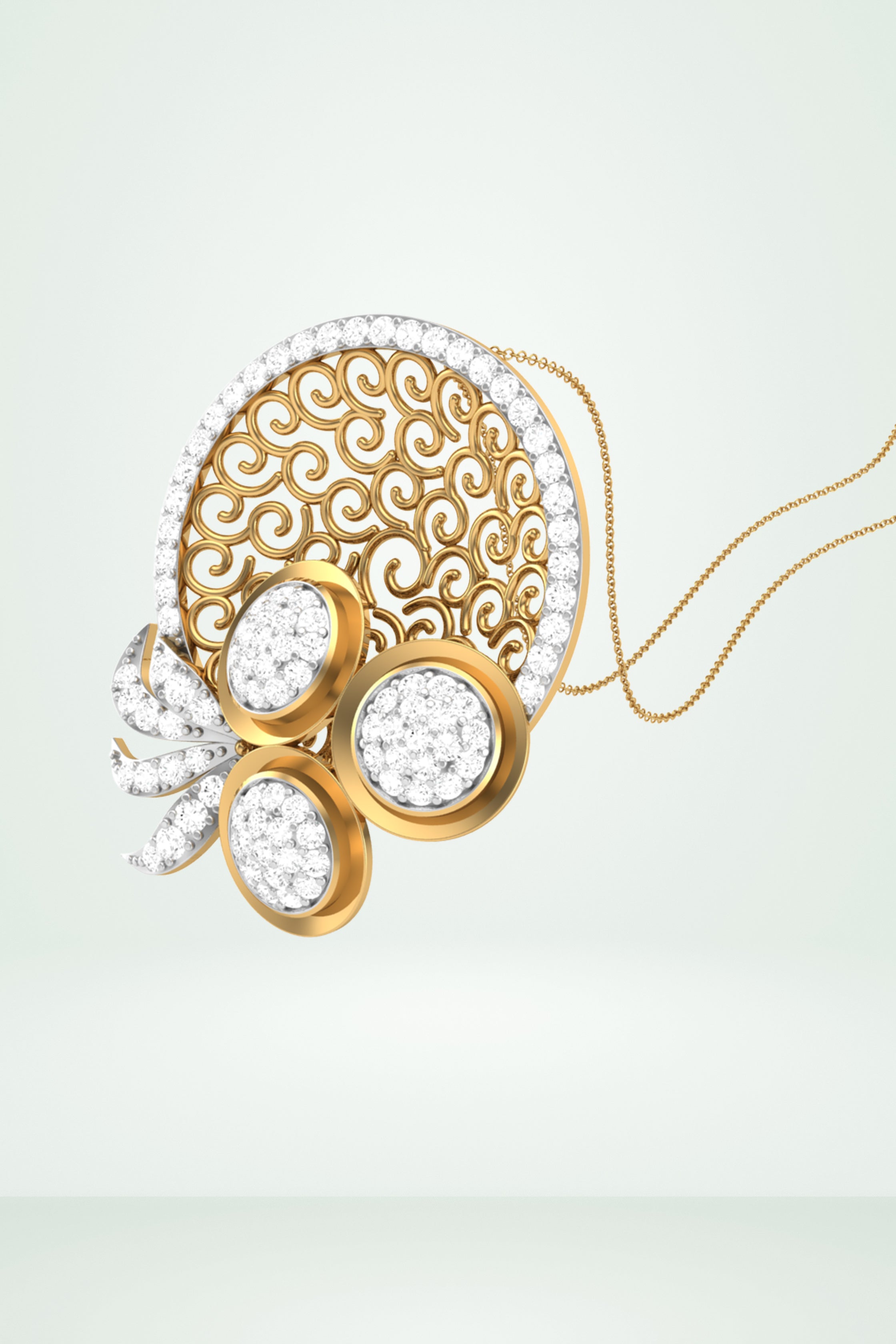 Filigree And Diamond Accent Designer Pendant