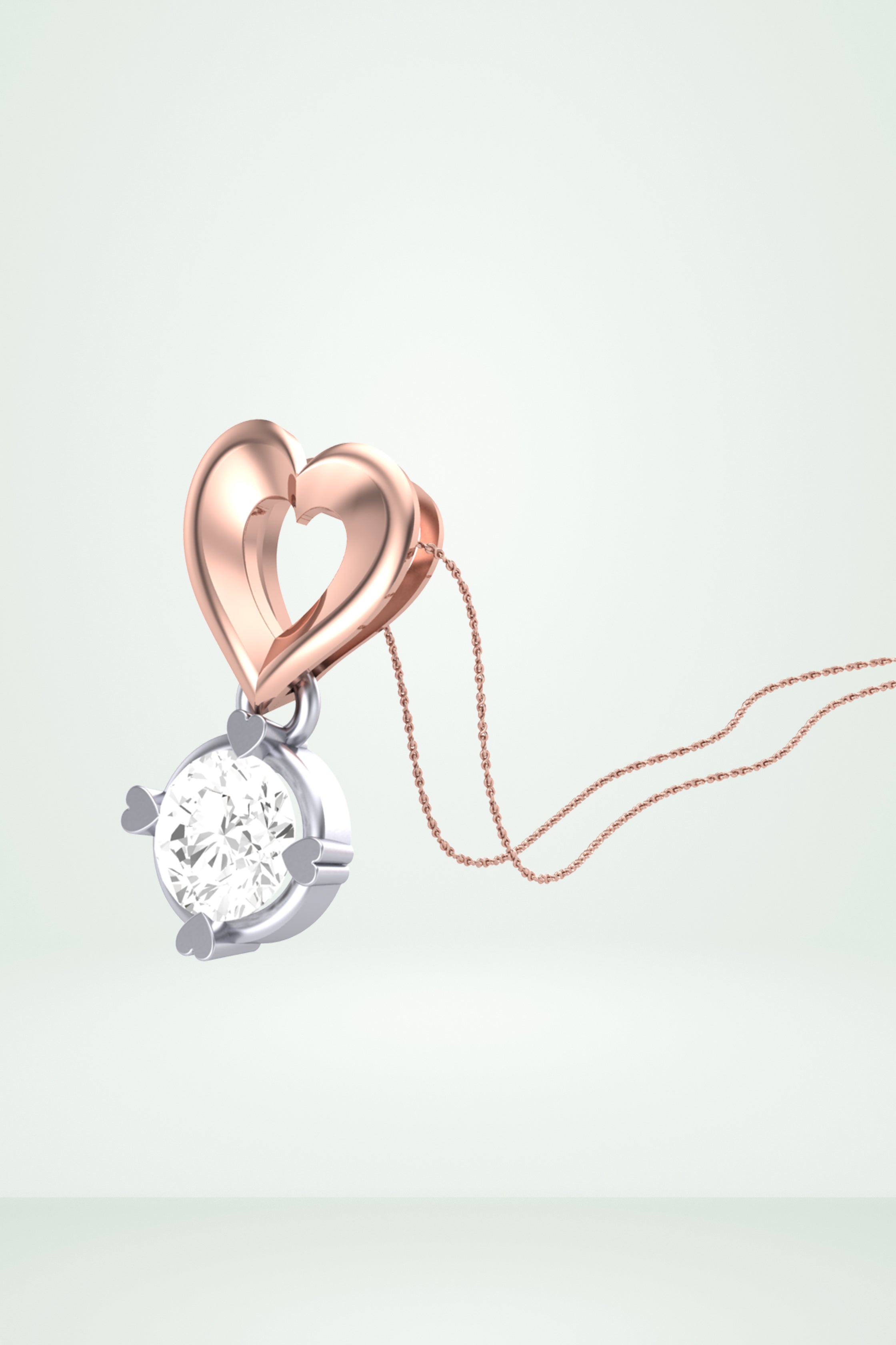 Open Heart Solitaire Pendant