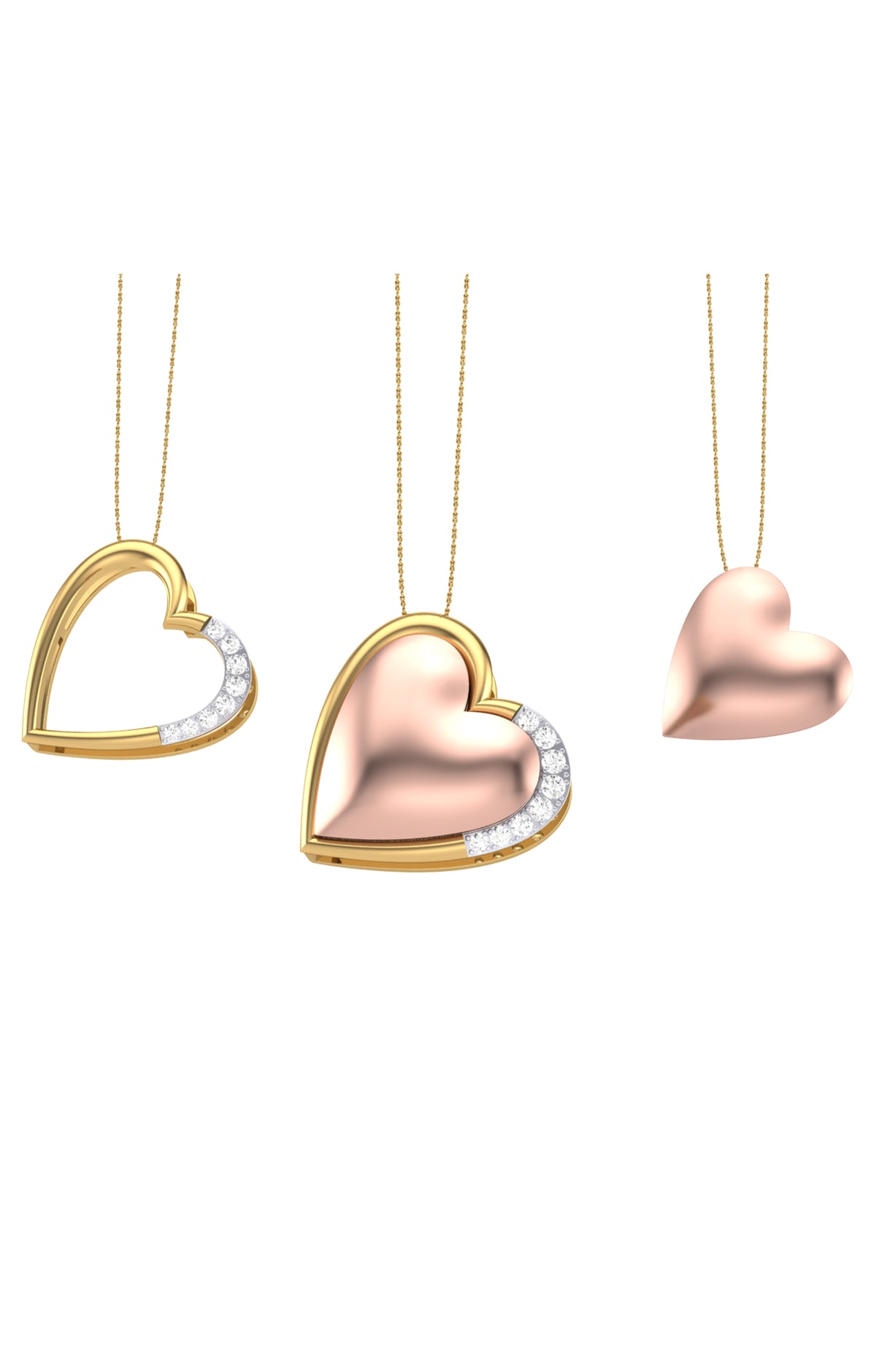 3 In 1 Solid Heart Shape Pendant