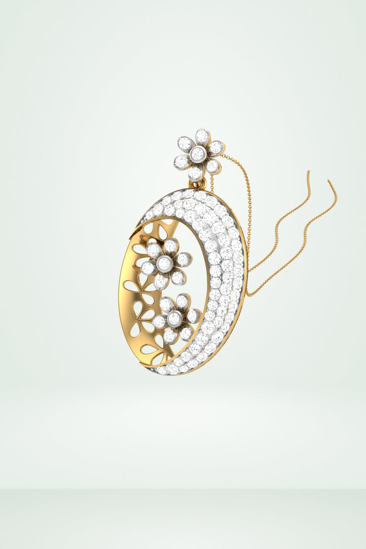 Floral Oval Diamond Pendant