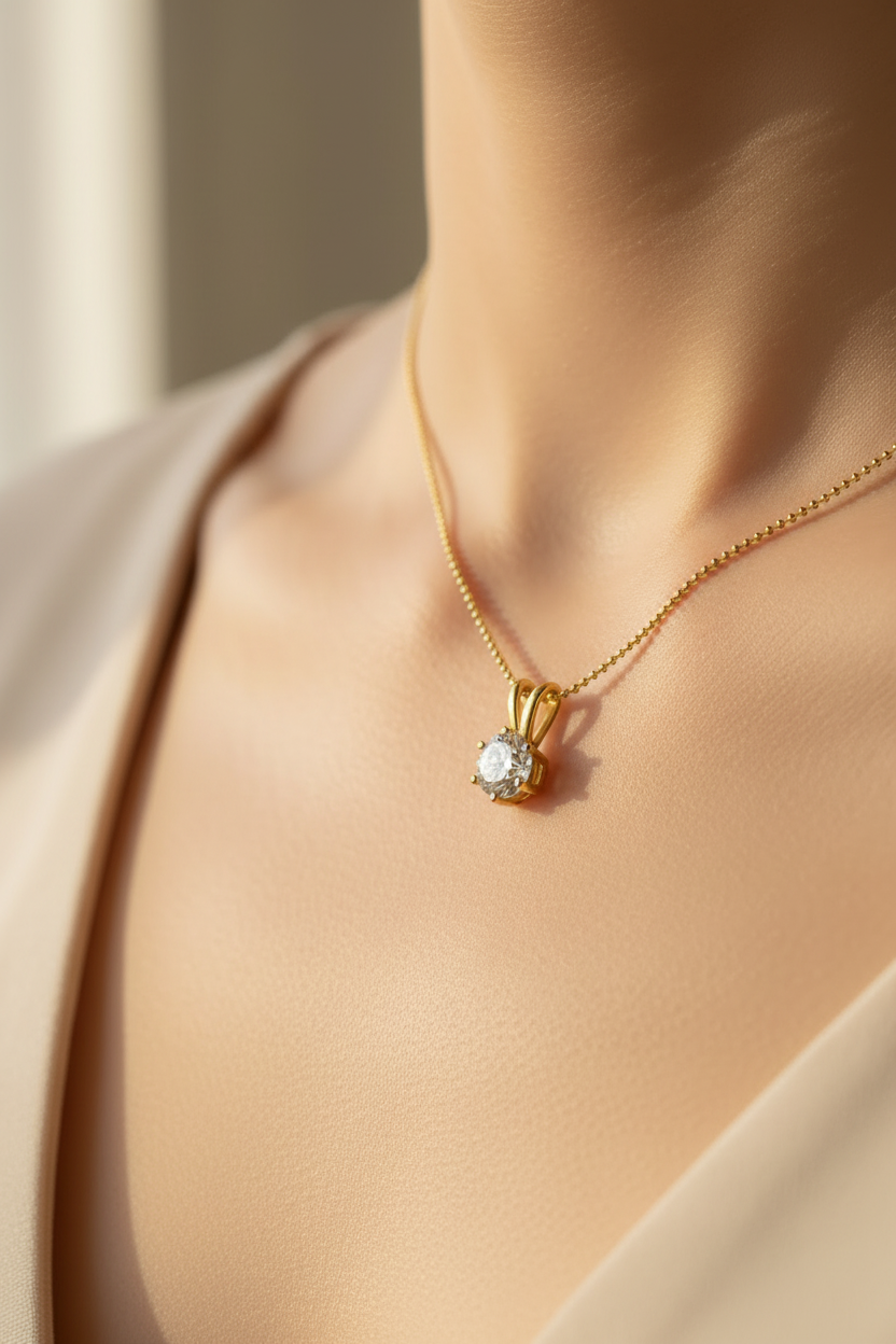 6 Prong 1ct. Round Solitaire Pendant