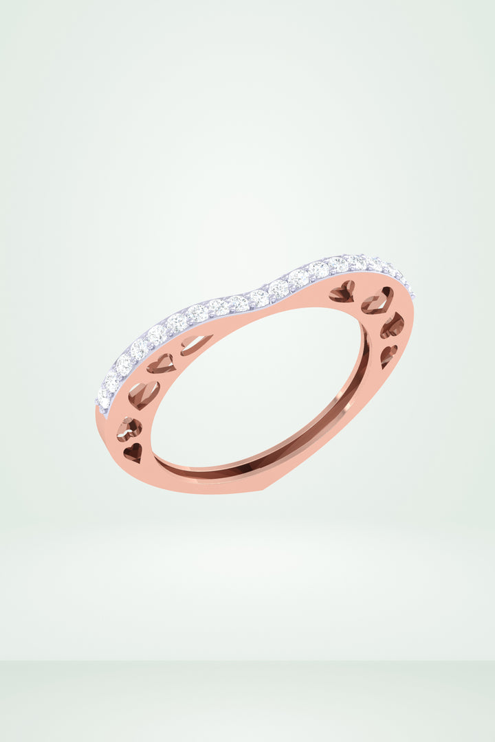 Wavy Diamond With Hidden Heart Ring