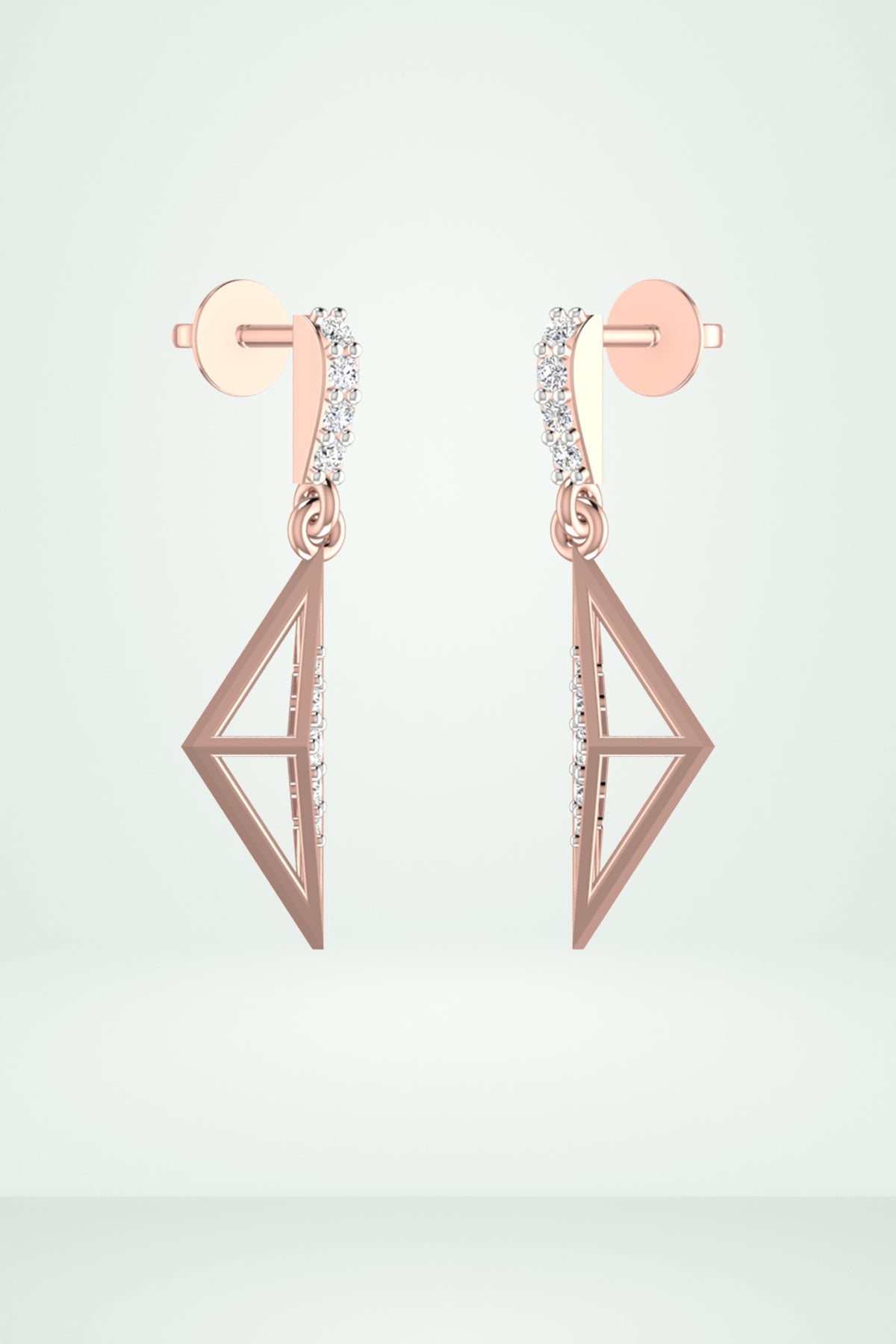 Triangular Shape Diamond Delegate Earring
