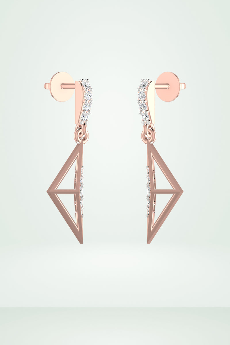 Triangular Shape Diamond Delegate Earring