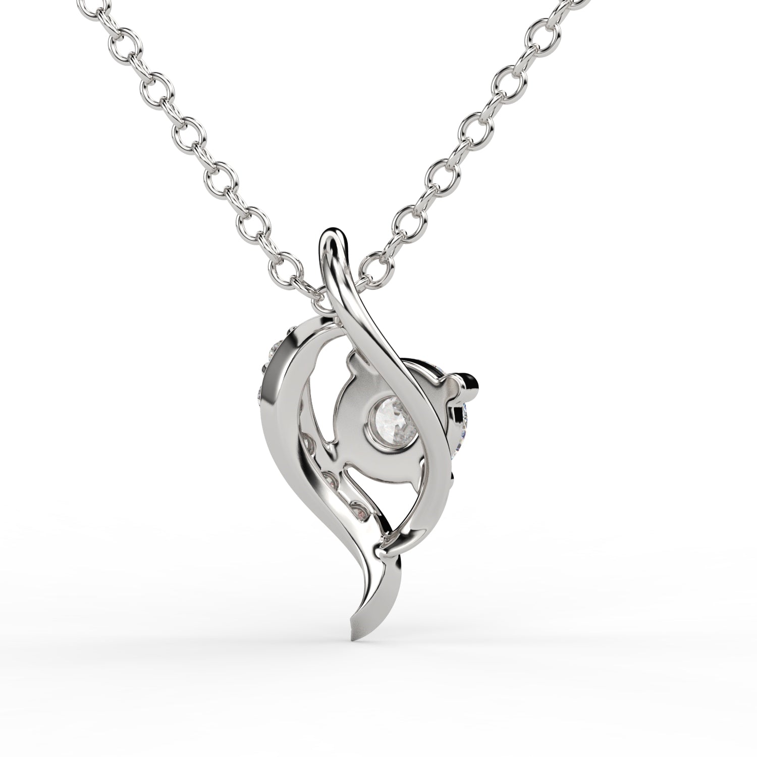 Elegant Wave Diamond Pendant Necklace