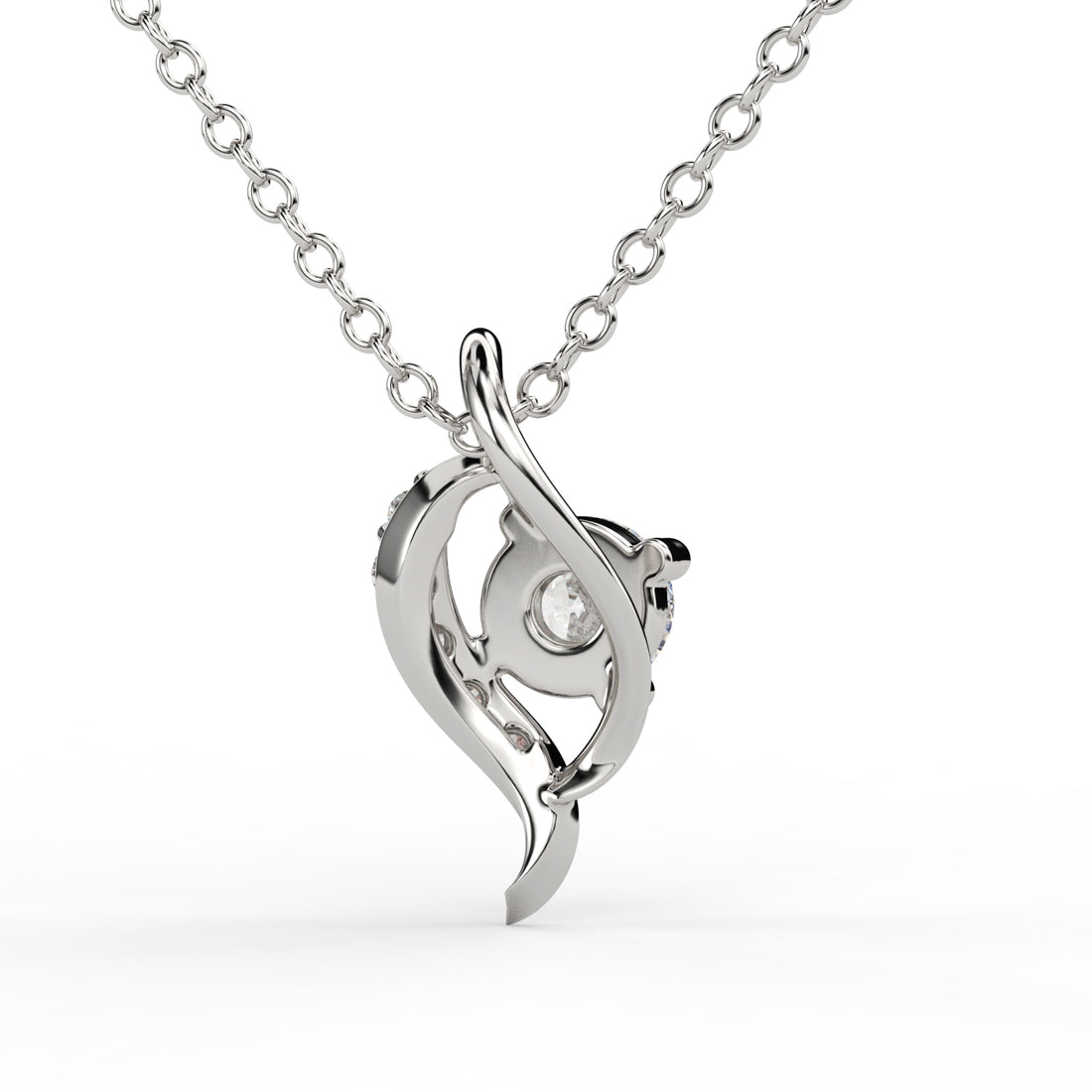 Elegant Wave Diamond Pendant Necklace