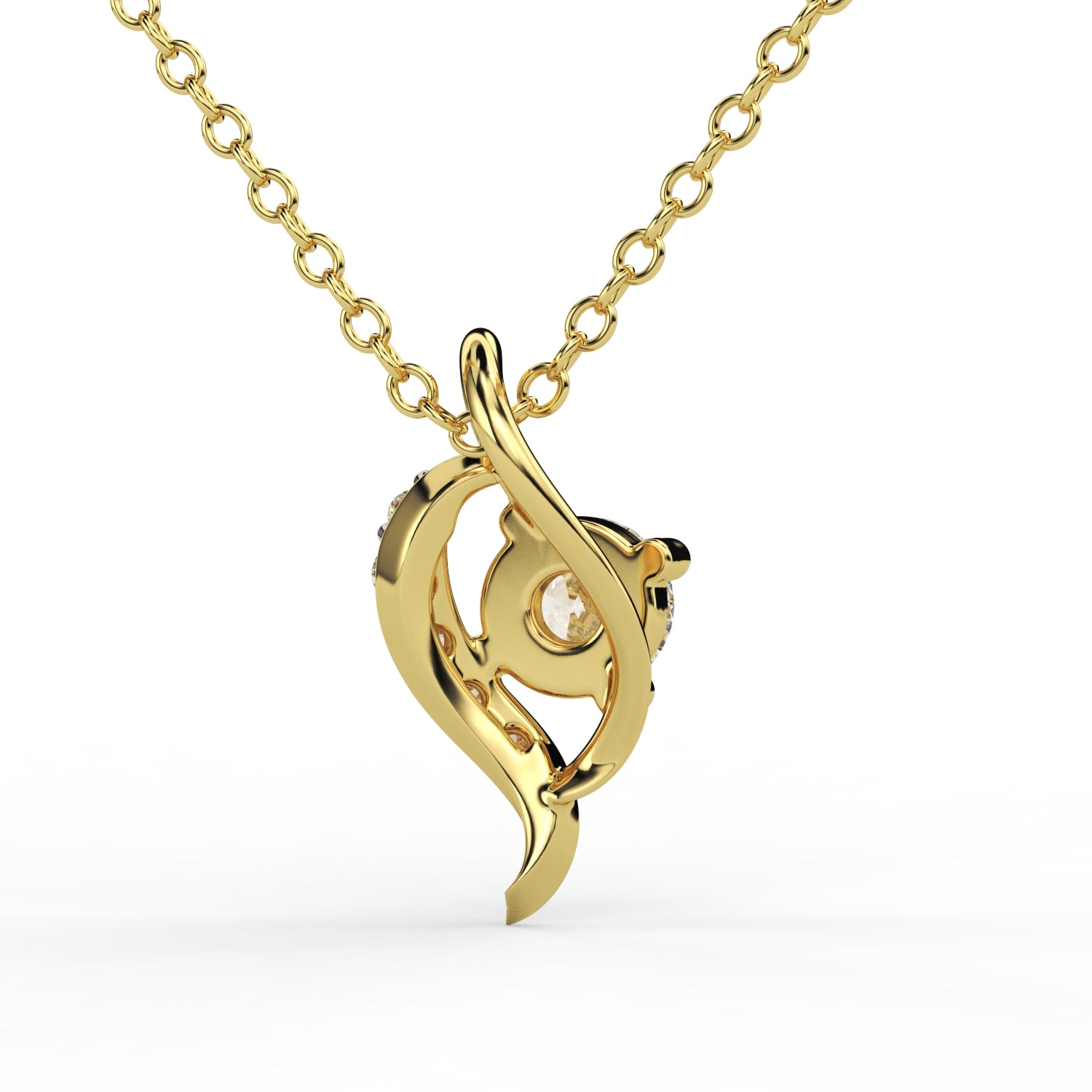 Elegant Wave Diamond Pendant Necklace