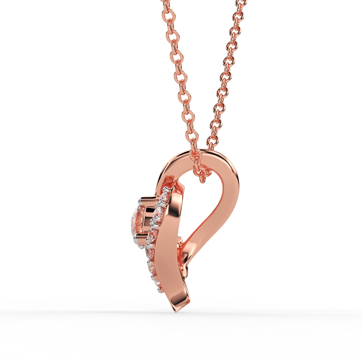 Elegant Wave Diamond Pendant Necklace
